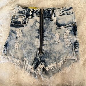 Zip Up Jean Shorts